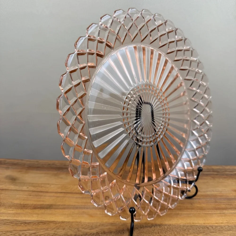 Anchor Hocking Waterford Pink Depression Glass Dinner Plate Waffle 9.25in